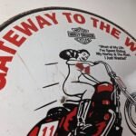 Vintage Harley Davidson Motorcycles Sign – Gas Pump Gateway West Porcelain Sign - Image 5