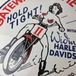 Vintage Harley Davidson Motorcycles Sign – Gateway West Gas Pump Porcelain Sign - Image 4