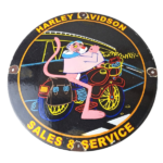 Vintage Harley Davidson Motorcycles Sign – Neon Pink Panther Porcelain Gas Sign - Image 2