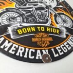 Vintage Harley Davidson Motorcycles Sign – Outlaws Skull Gas Pump Porcelain Sign - Image 11