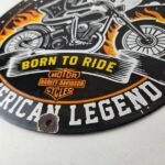 Vintage Harley Davidson Motorcycles Sign – Outlaws Skull Gas Pump Porcelain Sign - Image 14