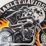 Vintage Harley Davidson Motorcycles Sign – Outlaws Skull Gas Pump Porcelain Sign - Image 3