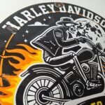 Vintage Harley Davidson Motorcycles Sign – Outlaws Skull Gas Pump Porcelain Sign - Image 5