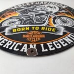 Vintage Harley Davidson Motorcycles Sign – Outlaws Skull Gas Pump Porcelain Sign - Image 10