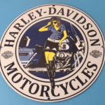 Vintage Harley Davidson Motorcycles Sign – Police Biker Gas Girl Porcelain Sign