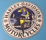 Vintage Harley Davidson Motorcycles Sign – Police Biker Gas Girl Porcelain Sign