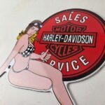 Vintage Harley Davidson Motorcycles Sign – Porcelain Gas Pump Sales Service Sign - Image 12