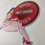 Vintage Harley Davidson Motorcycles Sign – Porcelain Gas Pump Sales Service Sign - Image 13