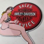 Vintage Harley Davidson Motorcycles Sign – Porcelain Gas Pump Sales Service Sign - Image 4