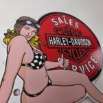 Vintage Harley Davidson Motorcycles Sign – Porcelain Gas Pump Sales Service Sign - Image 5