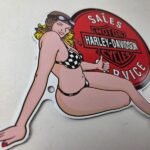 Vintage Harley Davidson Motorcycles Sign – Porcelain Gas Pump Sales Service Sign - Image 6