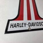 Vintage Harley Davidson Motorcycles Sign – Porcelain USA American Flag Gas Sign - Image 11