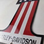 Vintage Harley Davidson Motorcycles Sign – Porcelain USA American Flag Gas Sign - Image 13