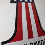 Vintage Harley Davidson Motorcycles Sign – Porcelain USA American Flag Gas Sign - Image 6