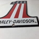 Vintage Harley Davidson Motorcycles Sign – Porcelain USA American Flag Gas Sign - Image 10