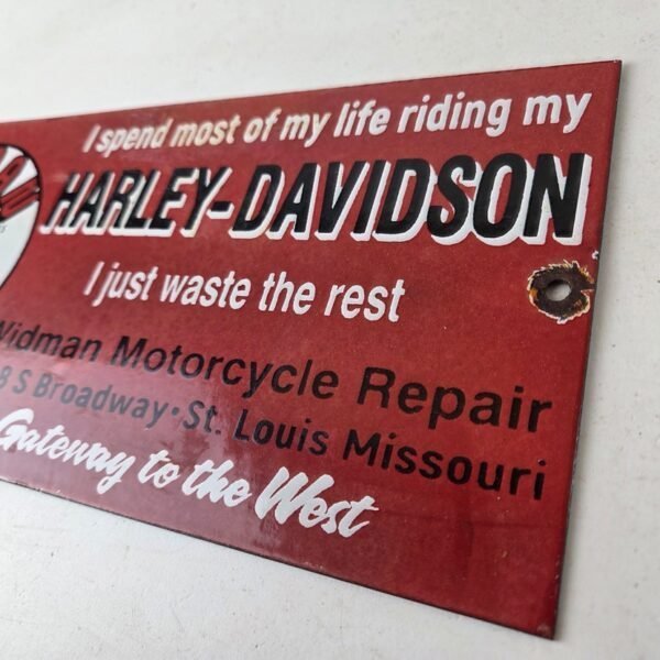 Vintage Harley Davidson Motorcycles Sign – Repair Shop Gas Pump Porcelain Sign - Image 12
