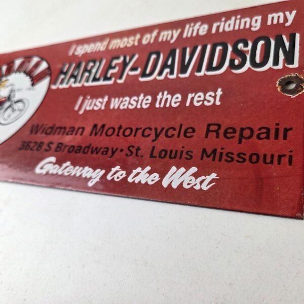 Vintage Harley Davidson Motorcycles Sign – Repair Shop Gas Pump Porcelain Sign - Image 13