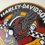 Vintage Harley Davidson Motorcycles Sign – Skull Gas Pump Porcelain Dealer Sign - Image 12