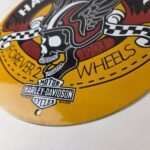 Vintage Harley Davidson Motorcycles Sign – Skull Gas Pump Porcelain Dealer Sign - Image 14