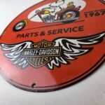 Vintage Harley Davidson Motorcycles Sign – Snoopy Porcelain Gas Pump Sign - Image 14