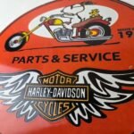 Vintage Harley Davidson Motorcycles Sign – Snoopy Porcelain Gas Pump Sign - Image 4