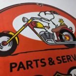 Vintage Harley Davidson Motorcycles Sign – Snoopy Porcelain Gas Pump Sign - Image 5