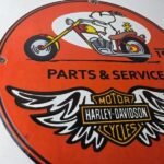 Vintage Harley Davidson Motorcycles Sign – Snoopy Porcelain Gas Pump Sign - Image 6