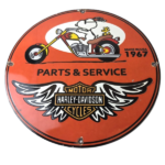 Vintage Harley Davidson Motorcycles Sign – Snoopy Porcelain Gas Pump Sign - Image 2