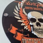Vintage Harley Davidson Motorcycles Sign – Sturgis Rally Gas Pump Porcelain Sign - Image 6