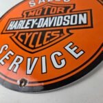 Vintage Harley-Davidson Sales Service Porcelain Sign – Bar Shield Logo Sign - Image 14