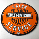 Vintage Harley-Davidson Sales Service Porcelain Sign – Bar Shield Logo Sign - Image 15