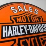 Vintage Harley-Davidson Sales Service Porcelain Sign – Bar Shield Logo Sign - Image 5