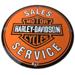 Vintage Harley-Davidson Sales Service Porcelain Sign – Bar Shield Logo Sign