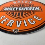 Vintage Harley-Davidson Sales Service Porcelain Sign – Bar Shield Logo Sign - Image 10