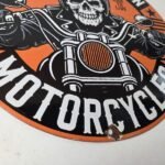 Vintage Harley Davidson Sign – Motorcycles Skull Biker Gas Pump Porcelain Sign - Image 11