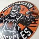 Vintage Harley Davidson Sign – Motorcycles Skull Biker Gas Pump Porcelain Sign - Image 13