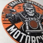 Vintage Harley Davidson Sign – Motorcycles Skull Biker Gas Pump Porcelain Sign - Image 6