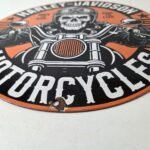 Vintage Harley Davidson Sign – Motorcycles Skull Biker Gas Pump Porcelain Sign - Image 10