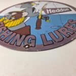 Vintage Heddon Fishing Lures Sign – Fish Tackle Gas Advertisement Porcelain Sign - Image 10