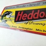 Vintage Heddon Fishing Lures Sign – Fish Tackle Lures Gas Pump Porcelain Ad Sign - Image 14