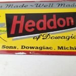 Vintage Heddon Fishing Lures Sign – Fish Tackle Lures Gas Pump Porcelain Ad Sign - Image 4