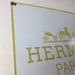 Vintage Hermes Luxury Fashion Sign – Porcelain Store Display Gas Pump Sign - Image 5