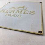 Vintage Hermes Luxury Fashion Sign – Porcelain Store Display Gas Pump Sign - Image 10