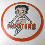 Vintage Hooters Sign – Betty Boop Chicken Wing Gas Pump Porcelain Diner Sign - Image 15