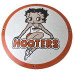 Vintage Hooters Sign – Betty Boop Chicken Wing Gas Pump Porcelain Diner Sign - Image 2