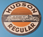 Vintage Hudson Gasoline Sign – Gas Station Pump Porcelain Advertising Sign
