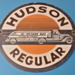 Vintage Hudson Gasoline Sign – Gas Station Pump Porcelain Advertising Sign