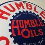 Vintage Humble Gasoline Sign – Gas Motor Oil Pump Porcelain Sign - Image 5