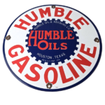 Vintage Humble Gasoline Sign – Gas Motor Oil Pump Porcelain Sign