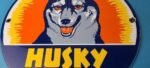 Vintage Husky Gasoline Porcelain Sign – Gas Service Motor Oil Pump Plate Sign - Image 4